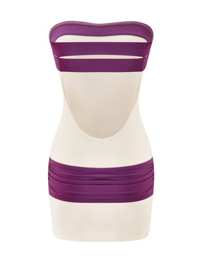 EOS MINI DRESS - CREAM AND DUSTY LILAC