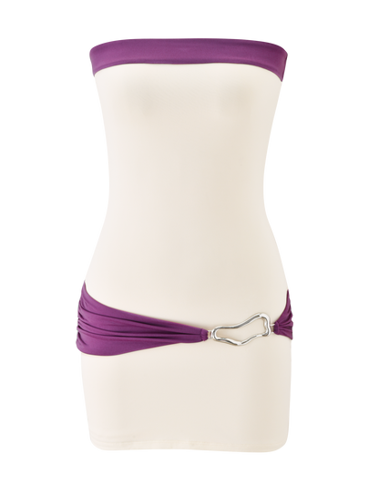 EOS MINI DRESS - CREAM AND DUSTY LILAC