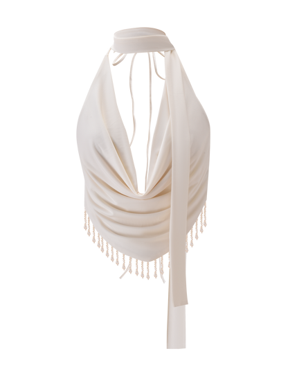AUBRIELLA TASSLE TOP - CREAM