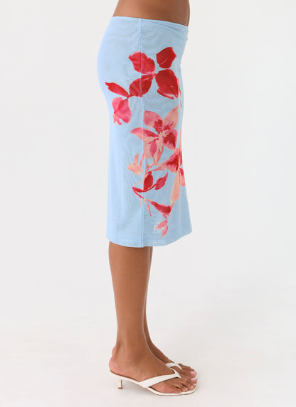 Tamia Midi Skirt - Blue Petal