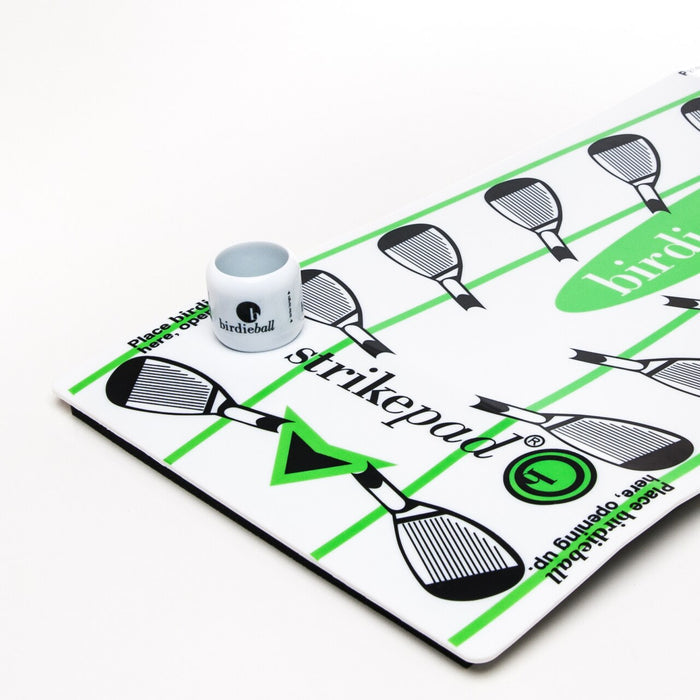 The BirdieBall Super Set includes a Strike Pad, target, and one dozen limited flight practice golf balls by BirdieBall, shown here on a white surface.