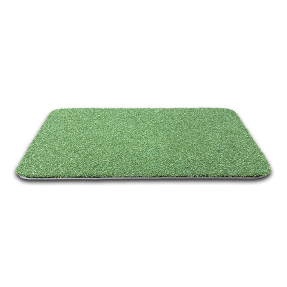 The BirdieBall Premium Turf Golf Hitting Mat, a rectangular green mat with rounded corners made of durable artificial turf, is shown on a white background.