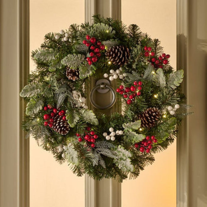 BOSK Argento 26” Prelit Christmas Wreath With 50 LED's
