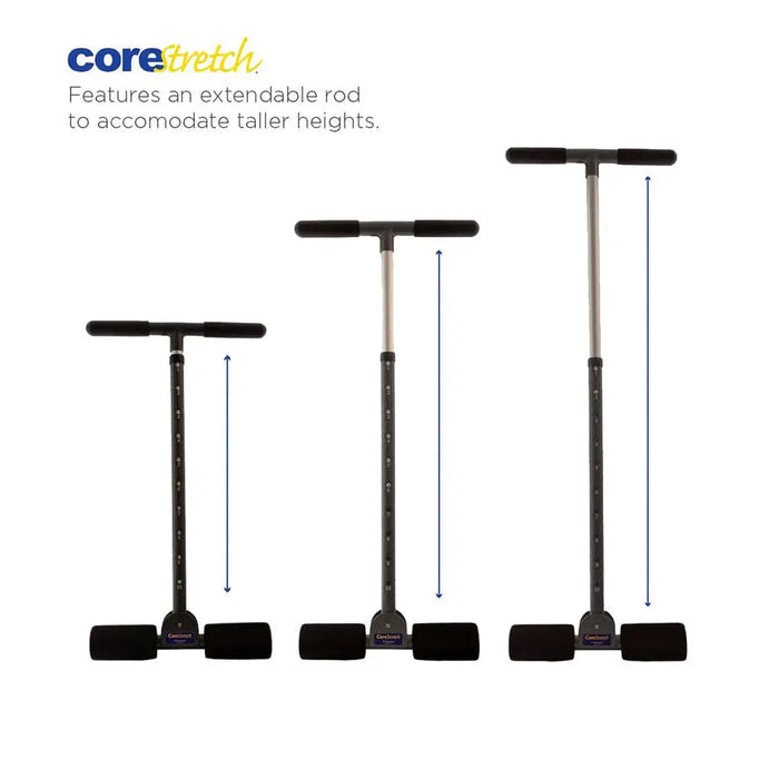 CoreStretch by Medi-Dyne, front view of product showing its extendable rod to accomodate taller heights