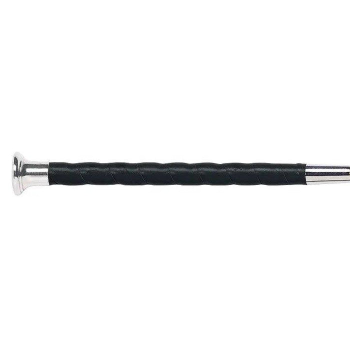 Fleck lacquered linen thread cover, leather grip, nickel mushroom cap dressage whip 03015 Fleck