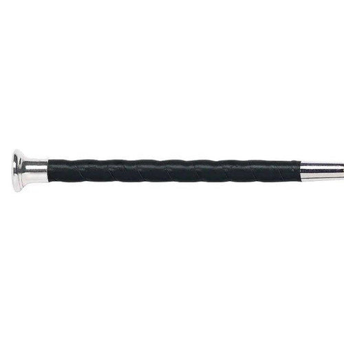 Fleck lacquered linen thread cover, leather grip, nickel mushroom cap dressage whip 03015 Fleck