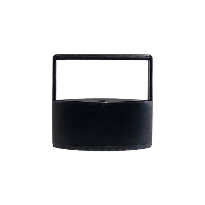 The BirdieBall Golf Hole Cutter, featuring a black cylindrical design with a flat top handle, is shown against a plain white background.