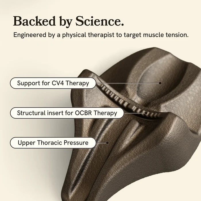 Medical device with text highlighting features and science backing, on a beige background