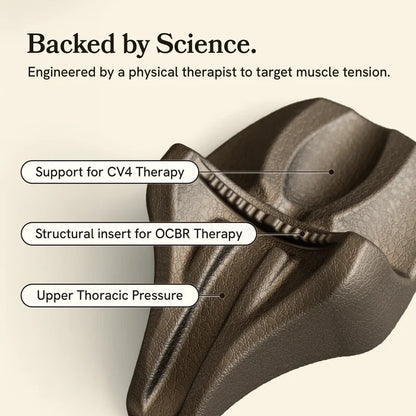 Medical device with text highlighting features and science backing, on a beige background