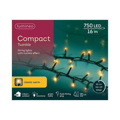 Lumineo Plug In Christmas Lights (Mains Powered) – Classic Warm LED String Lights