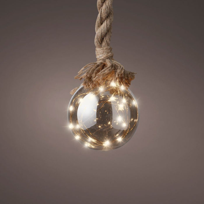 Micro Smokey LED Ball On Rope - Classic Warm