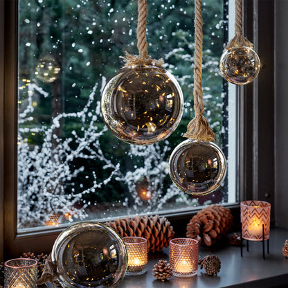 Micro Smokey LED Ball On Rope - Classic Warm