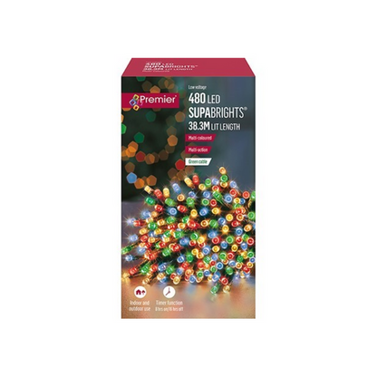 Premier Plug In Christmas Lights (Mains Powered) – Multicolour LED String Lights
