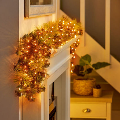 Premier Plug In Christmas Lights (Mains Powered) – Vintage Gold LED Cluster String Lights