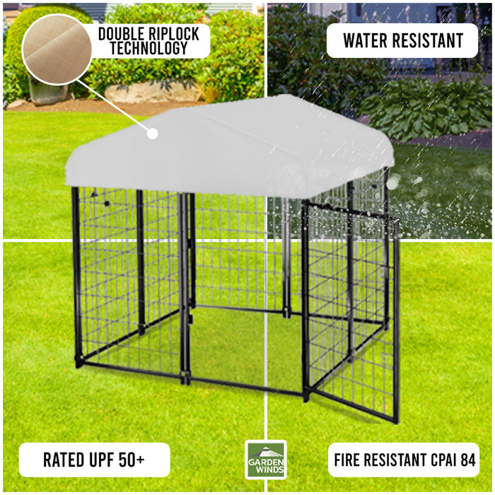 Replacement Canopy Cover for KennelMaster 6’ x 4’ x 6’ Welded Dog Kennel Playpen – RipLock 350 – Slate Gray