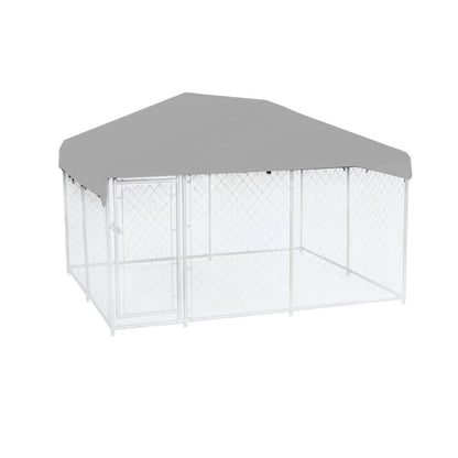 Replacement Canopy Cover for Lucky Dog 10' X 10' Chain Link Dog Kennel - RipLock 350 - Slate Gray