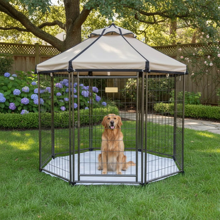 Replacement Canopy for Advantek 23405 5 Foot Portable Pet Dog Gazebo Kennel Playpen - Beige, RipLock 350