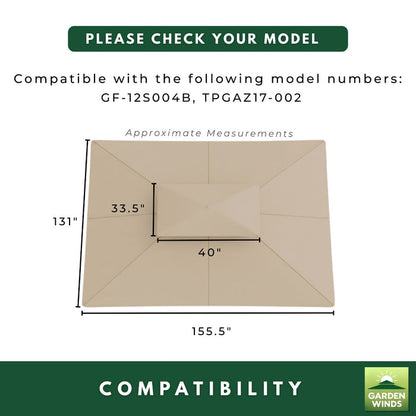Replacement Canopy for Allen Roth GF-12S004B, TPGAZ17-002 10' x 12' Gazebo