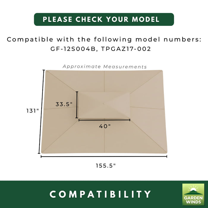 Replacement Canopy for Allen Roth GF-12S004B, TPGAZ17-002 10' x 12' Gazebo