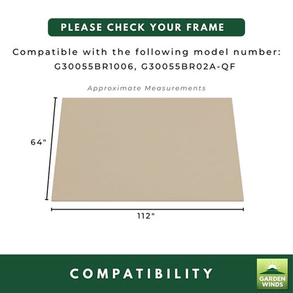 Replacement Canopy for Aoxun G30055BR1006 10’ x 6’ Lean To Gazebo - Beige, RipLock 350