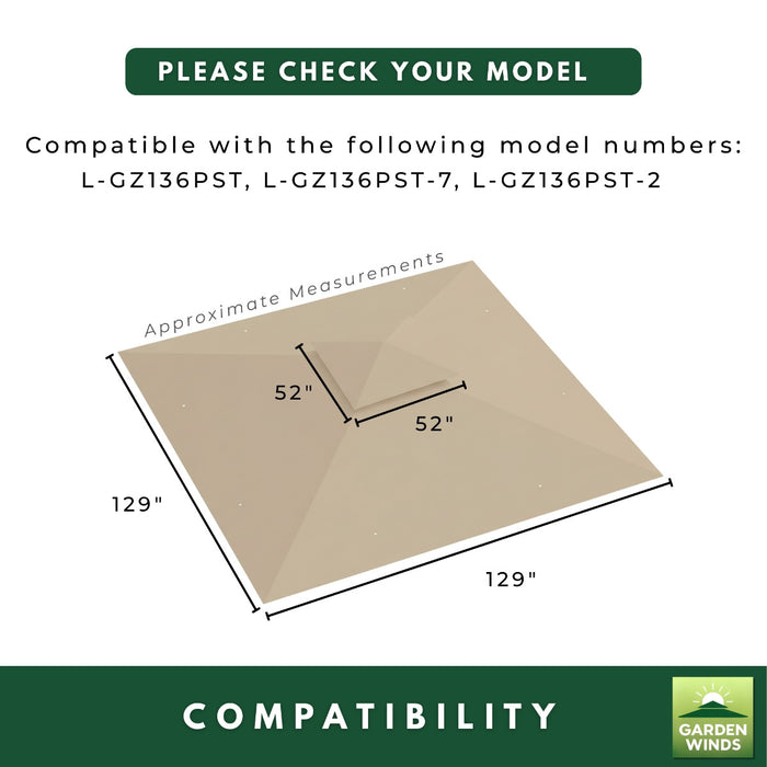 Replacement Canopy for Madaga L-GZ136PST 10' x 10' Gazebo