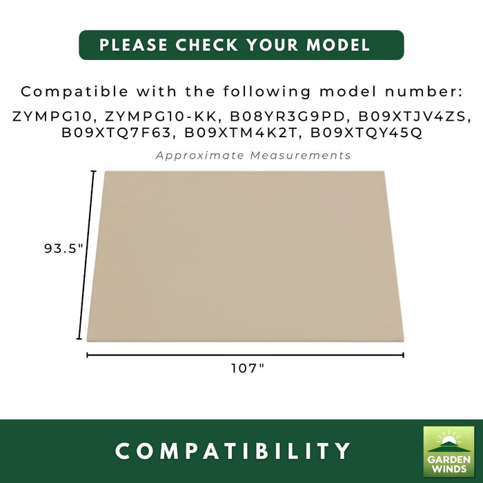 Replacement Canopy for Purple Leaf ZYMPG10 10' x 10' Pergola - Beige, Riplock 350
