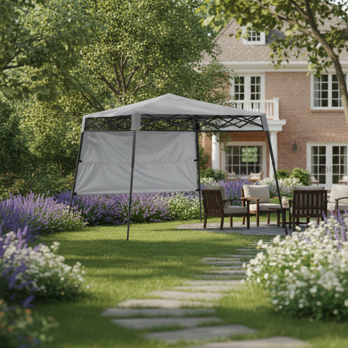 Replacement Canopy for Quik Shade Tangkula 167519DS Base 7' x 7', Canopy Top 6' X 6' Slant Leg - Slate Gray, RipLock 350