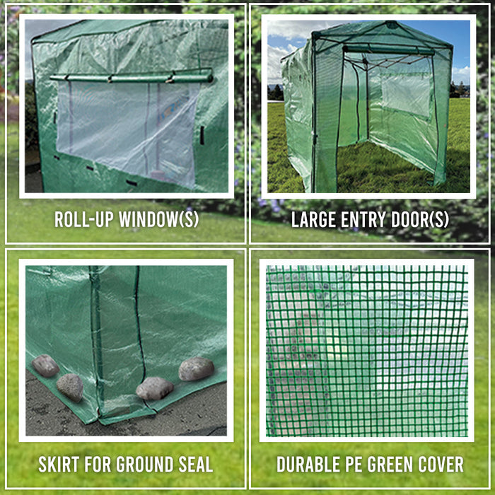 Replacement Cover for Eagle Peak 6' x 4' Portable Walk In Instant Pop Up Greenhouse - PE Fabric - Green