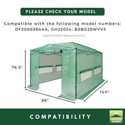 Replacement Cover for Outfine OF200038AAA 8' x 12' Portable Greenhouse - Green, PE Fabric