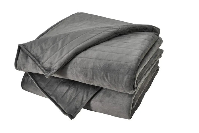 Two stacked Tempur-Pedic Weighted Blankets on a white background