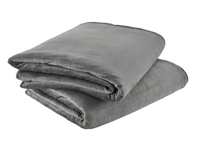 Two angled Tempur-Pedic Weighted Blankets stacked on a white background.